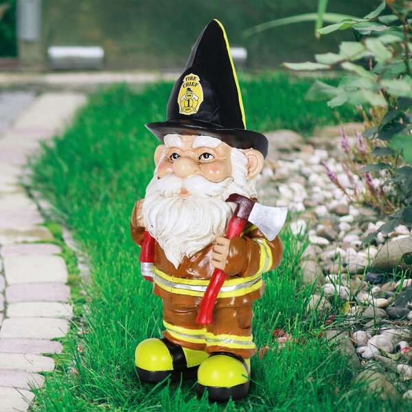 Trinx Fireman Gnome Garden Statue Wayfair Canada